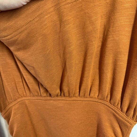 Daily Practice Rust Brown Ruched Mini Sweater Dress Open Back Long Sleeve Small - Picture 11 of 12